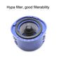 Blue circular Dyson V6 filter housing with black central seal and grey pleated mesh
