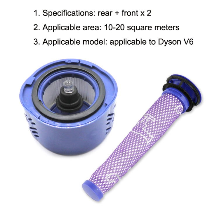 Dyson V6 filter accessory set with blue base and two purple mesh filter cartridges