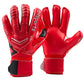 Red goalkeeper gloves with latex finger protection, pair