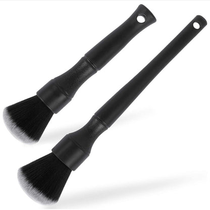 Car air conditioner outlet cleaning brush set, two black soft bristle heads with handles
