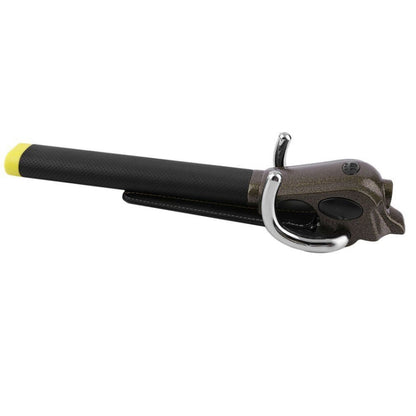 Steering wheel anti-theft lock with black grip and yellow end cap