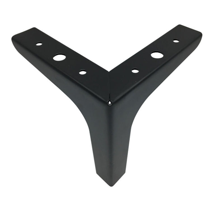 Matte black metal sofa leg bracket with Y-frame and bolt holes