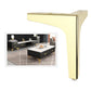 Metal TV cabinet leg, bright gold/yellow finish, L-shaped with top screw holes