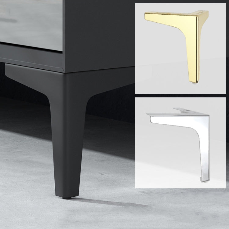 Metal TV cabinet legs, matte black shown with inset views of gold and silver finishes