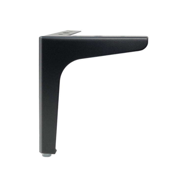 Matte black metal sofa leg bracket with top mounting plate and single leg support
