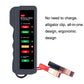 Battery tester device with copper alligator clips and vertical LED indicator screen