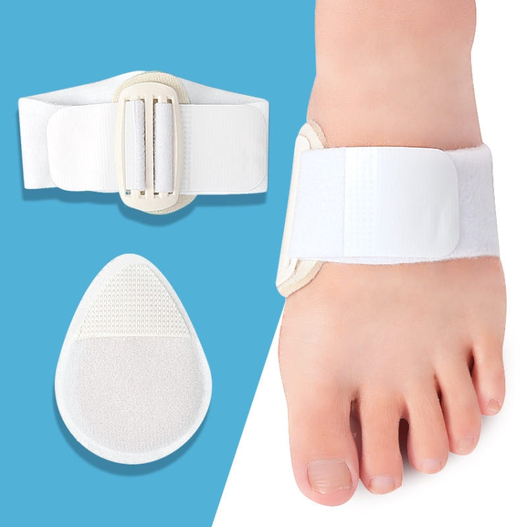 White pressure-relieving foot pad with strap and teardrop insert for foot support