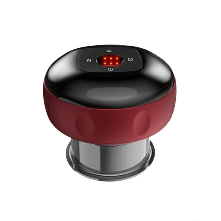 Electric cupping massage device with red base, black top, and red LED indicator