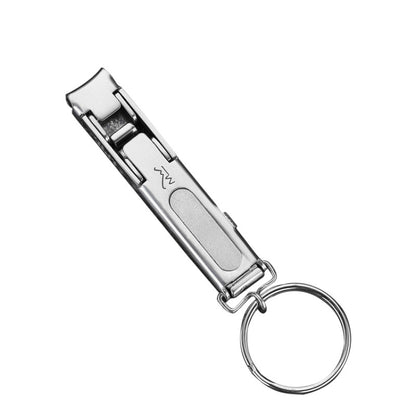 Stainless steel folding nail clipper with keychain ring, compact tool