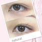 Close-up of curled eyelashes with natural-looking lift after heated curling