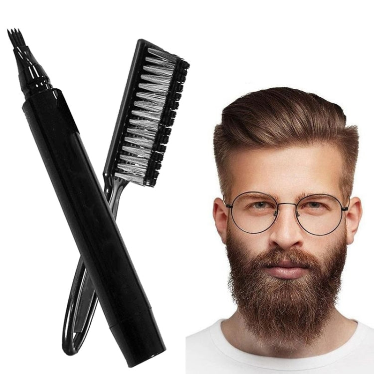 Black waterproof beard filler pen set with brush applicator tips for beard styling