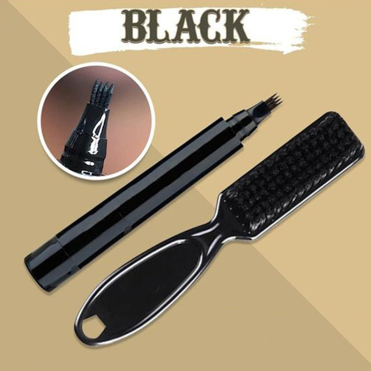 Black beard filler pen kit with applicator brush and comb-style refill pieces