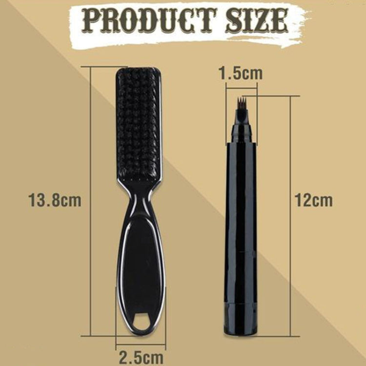 Black beard filler pen size chart showing brush head and pen dimensions