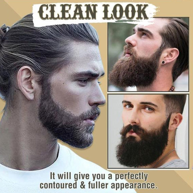 Black beard filler pen for grooming, shown on a bearded man