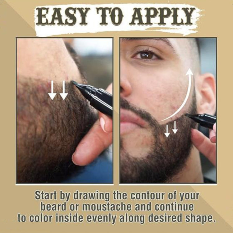 Black beard filler pen applying along beard contour with precise tip