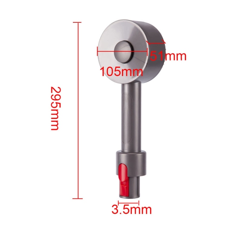Grey vacuum brush head connector with round suction face and red release tab