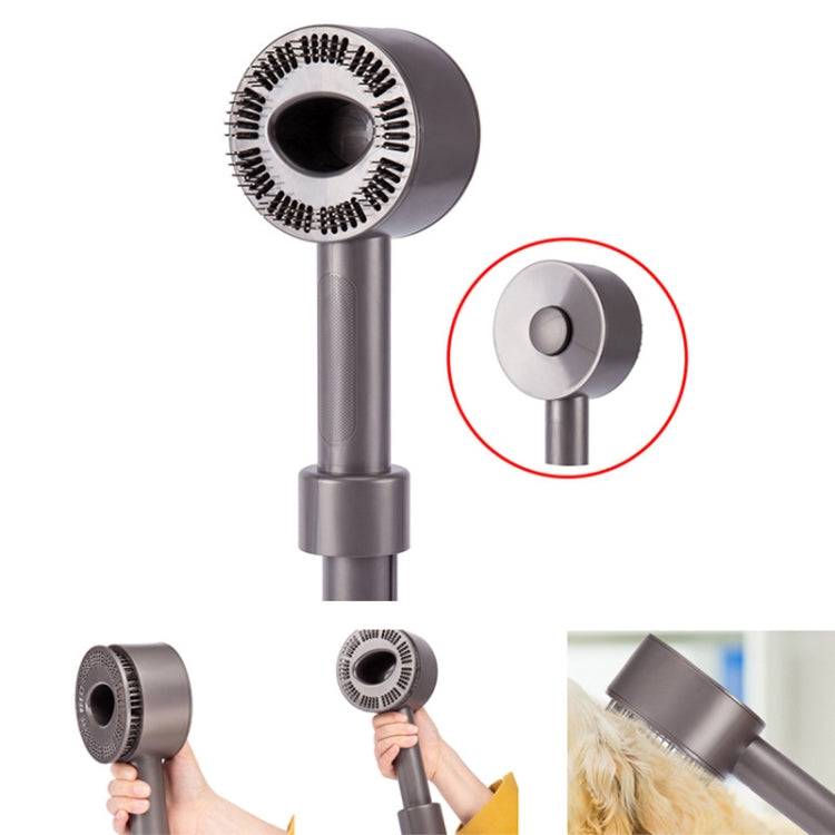 Grey vacuum brush head attachment with bristle ring and side quick-fit port