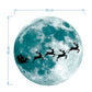 30 cm fluorescent green moon wall sticker with flying reindeer silhouettes