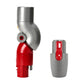 Vacuum cleaner elbow tool with grey neck and red lower connector, plus adapter