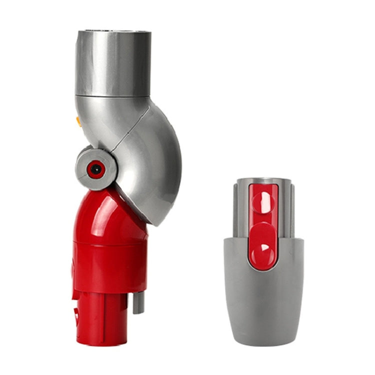 Vacuum cleaner elbow tool with grey neck and red lower connector, plus adapter