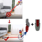Vacuum cleaner attachment adapter shown connected to a red vacuum head
