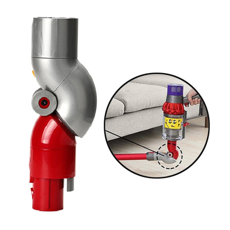 Vacuum cleaner elbow tool with grey housing and red bottom connector adapter