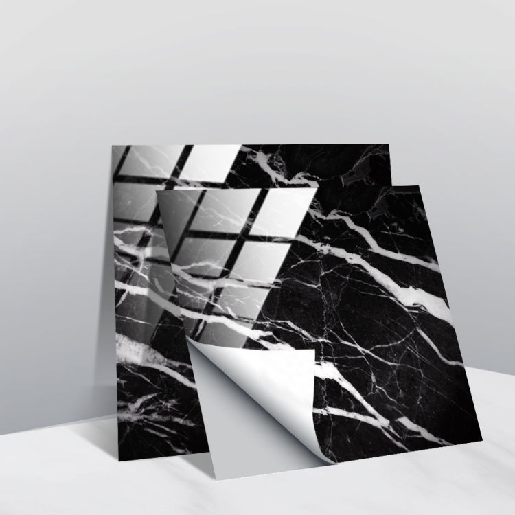PVC geometric tile wall stickers with black and white marble look and grid lines