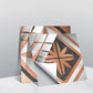 Geometric wall sticker set with terracotta, black, and white leaf pattern tiles