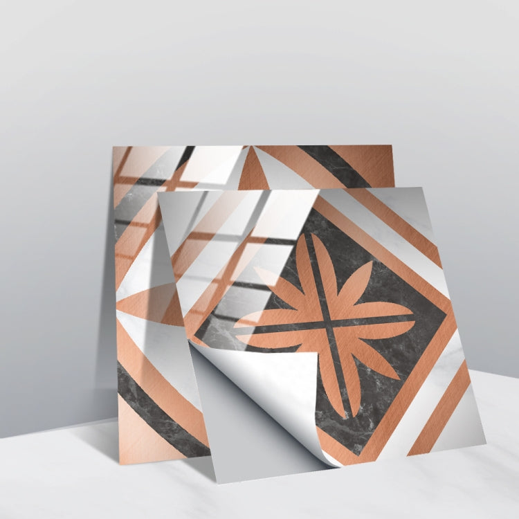 Geometric wall sticker set with terracotta, black, and white leaf pattern tiles