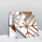 Geometric wall sticker set with brown and white starburst pattern tiles