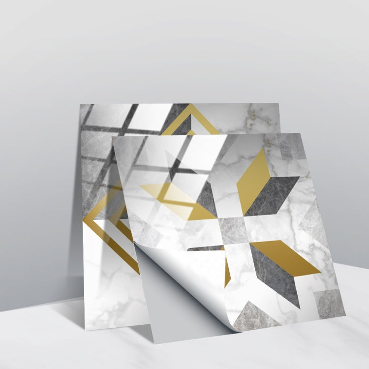 Geometric wall sticker set with white marble look and gold/black geometric blocks