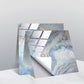 Geometric wall sticker set with blue marble look and light grid pattern