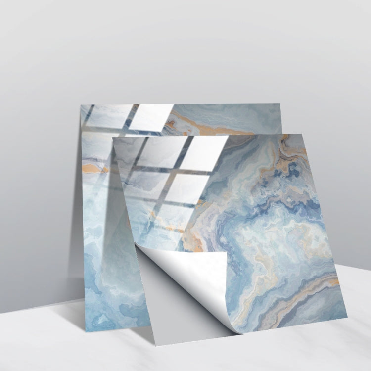 Geometric wall sticker set with blue marble look and light grid pattern