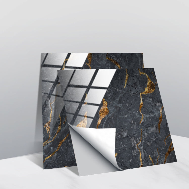 Geometric wall sticker set with dark marble look and gold veined geometric grid
