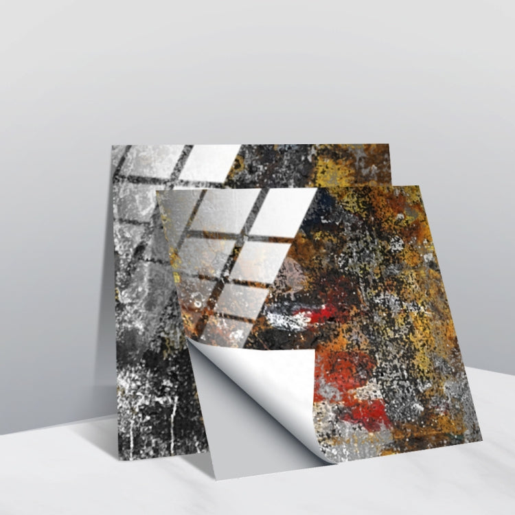 Geometric tile wall stickers, glossy crystal-style squares on dark multicolor background