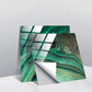 Geometric tile wall stickers with glossy green marble look and gold square accents