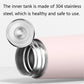 Light pink stainless steel thermos cup open, showing inner 304 steel tank