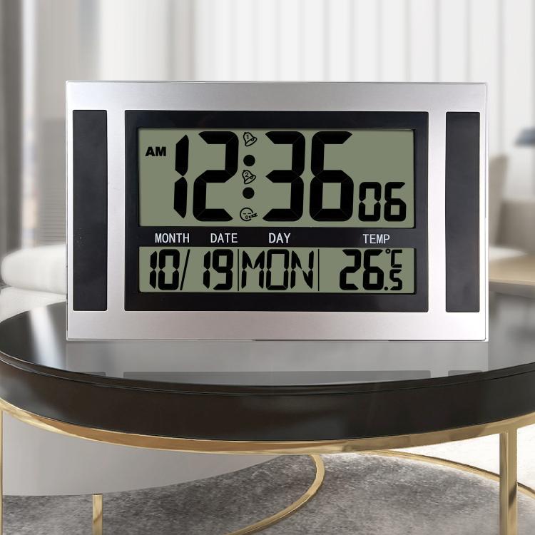 Large Screen LCD Wall Clock Minimalist Electronic Alarm Clock, Large Screen LCD