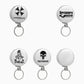 Telescopic key ring with silver round face and metal key loop