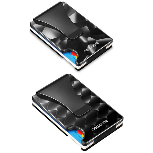 NEWBRING Large-capacity Multi-card Metal Anti-magnetic Card Holder, Geometric Pattern, Diamond Pattern