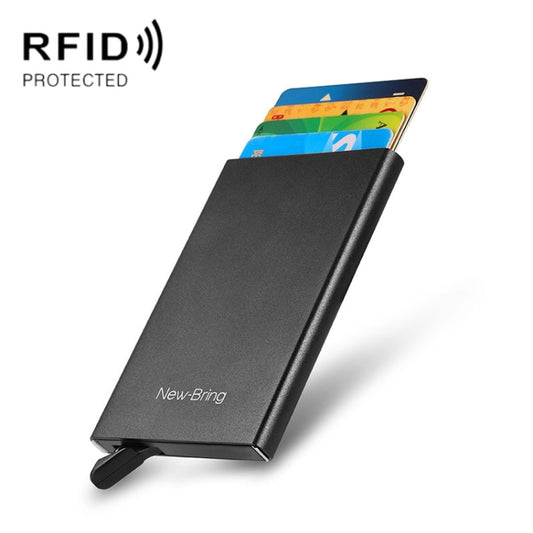 NEWBRING Metal Wallet Automatic Pop-up Anti-degaussing Card Holder, Blue, Black, Rose Red, Grey, Black With Back Stickers, Gray With Back Stickers