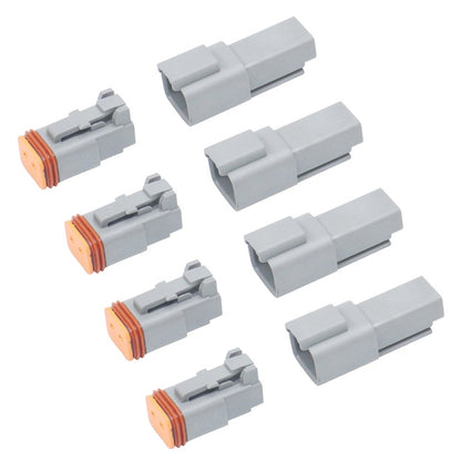 Gray waterproof electrical connector terminals with orange copper contact pins, 4-pack