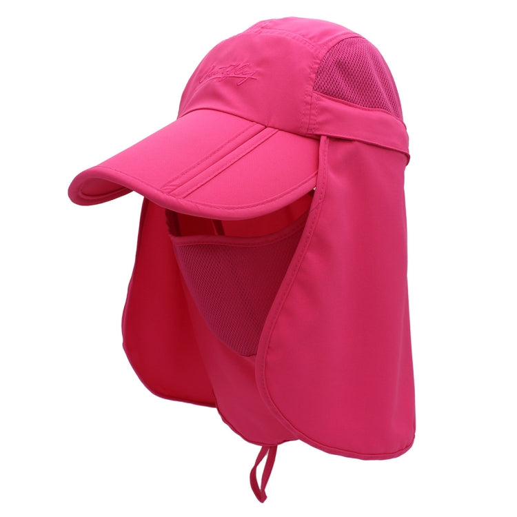 outfly adjustable 360° sun hat in pink with mesh panel and neck flap, drawstring ties
