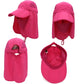 Pink adjustable 360° sun hat with wide brim, mesh face panel, and hinged neck flap