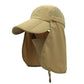 outfly adjustable 360° sun hat in khaki with mesh panel and hinged neck flap, ties
