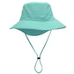 Sky blue outdoor fisherman cap with wide brim and chin strap.