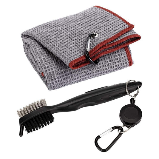 Hook Towel + Club Cleaning Brush Golf Cleaning Set, Towel + Brush White, Towel + Brush Grey, Towel + Brush Blue, Towel + Brush Black