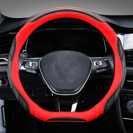 Leather Carbon Fiber Stitching Car Steering Wheel Set, Diameter:, 38cm