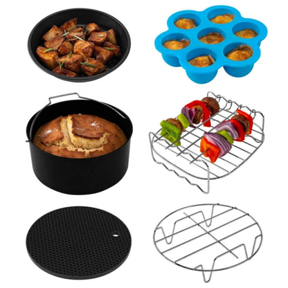 Air fryer baking accessories set: cake pan, egg bites mold, wire racks and skewers