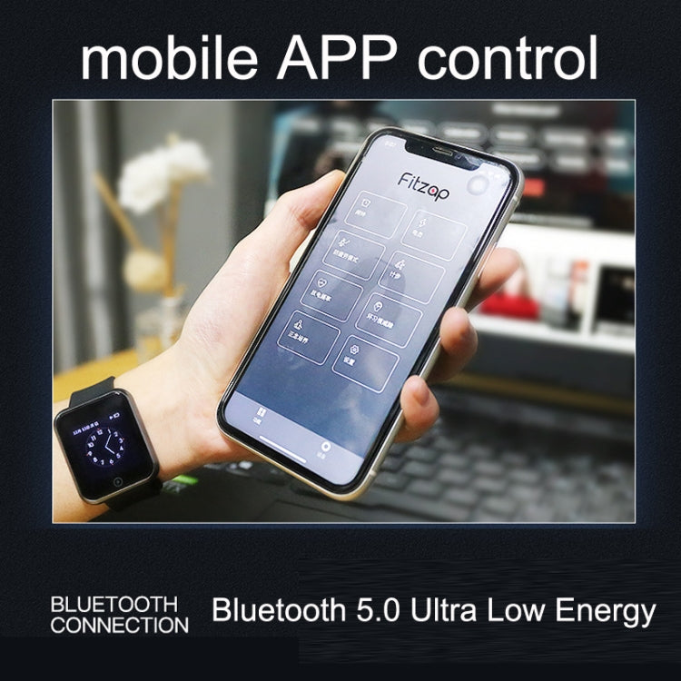 Mobile app control shock watch shown with smartphone control screen and watch display